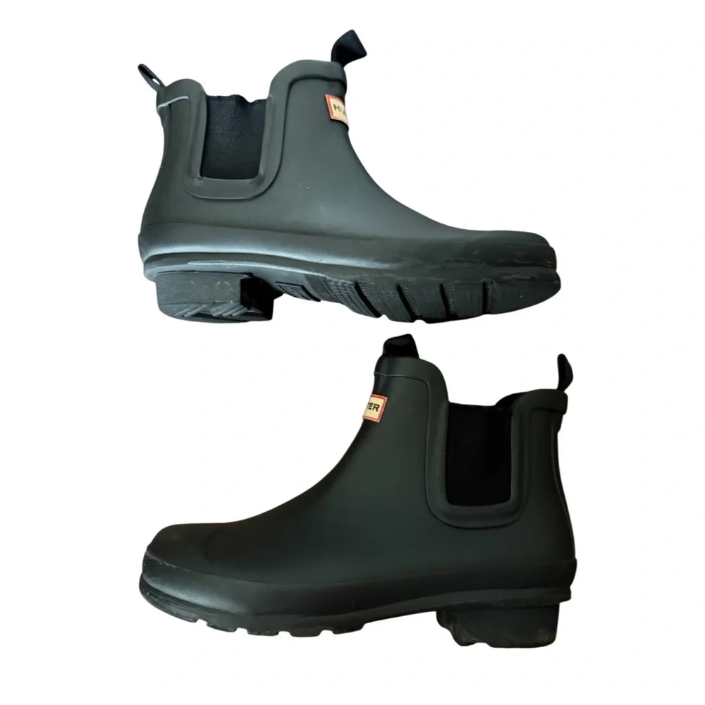 Hunter Matte Kids Original Black Mini Chelsea Boots-Size 2